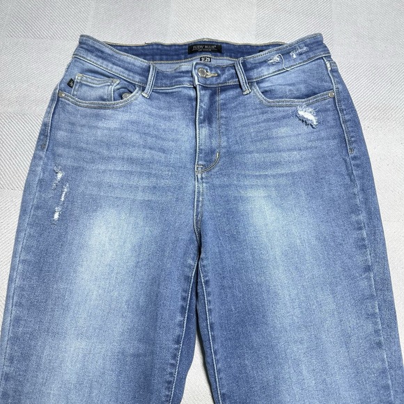 Judy‎ Blue High Rise Slim Fit Jeans 9/29 Distressed Stretch Denim Medium Wash - Picture 2 of 16